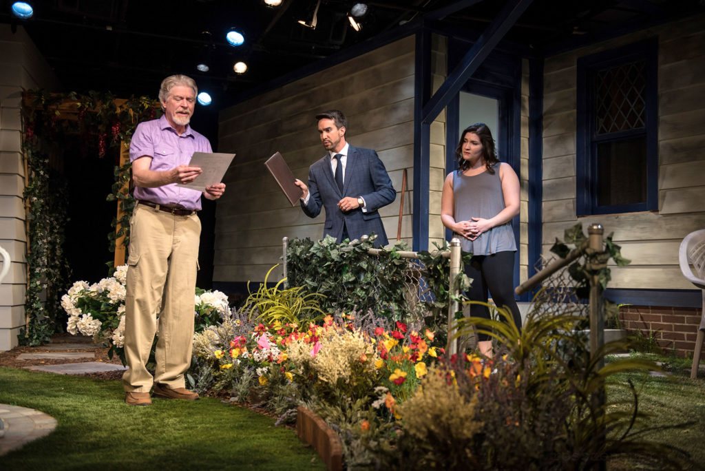 Norman Moses, Andrew Joseph Perez, Kelsey Elyse Rodriguez featured in Native Gardens by Karen Zacarias a Renaissance Theaterworks' 2018-19 production