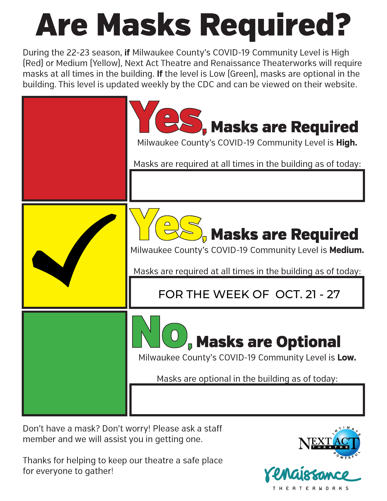 10-21 masks required COVID sign - levels
